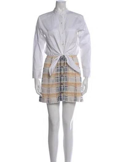 Pre-owned Veronica Beard Plaid Print Mini Dress In White