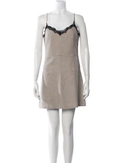 Pre-owned Veronica Beard Plaid Print Mini Dress In White