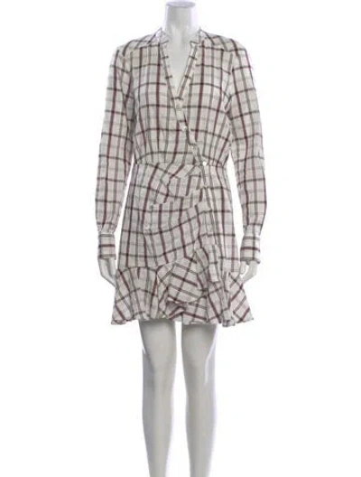 Pre-owned Veronica Beard Plaid Print Mini Dress In White