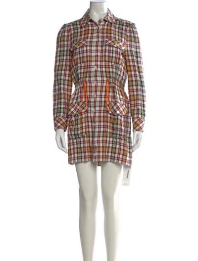 Pre-owned Veronica Beard Plaid Print Mini Dress In White