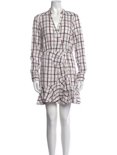 Pre-owned Veronica Beard Plaid Print Mini Dress In White