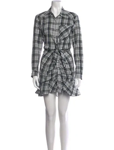 Pre-owned Veronica Beard Plaid Print Mini Dress In White