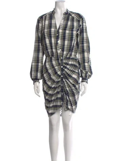 Pre-owned Veronica Beard Plaid Print Mini Dress In White