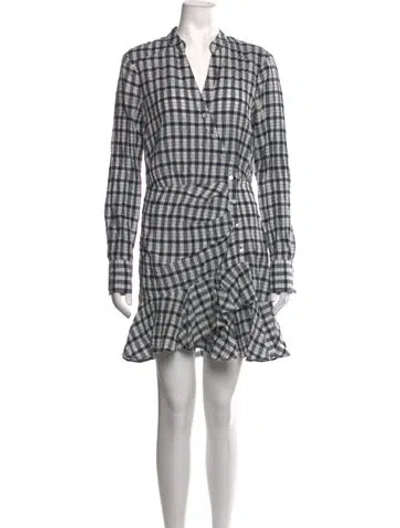 Pre-owned Veronica Beard Plaid Print Mini Dress In White