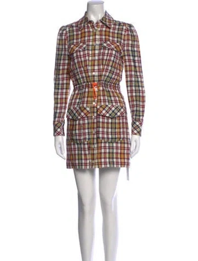 Pre-owned Veronica Beard Plaid Print Mini Dress In Yellow