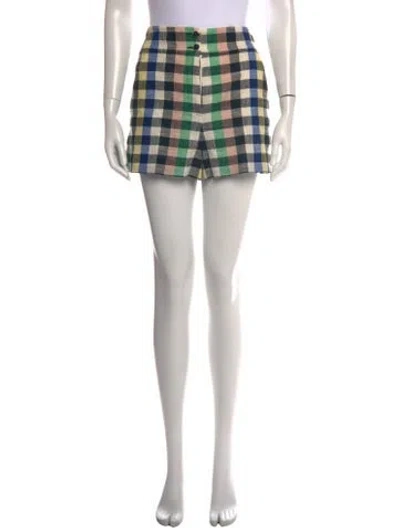 Pre-owned Veronica Beard Plaid Print Mini Shorts In Black