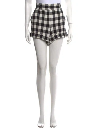 Pre-owned Veronica Beard Plaid Print Mini Shorts In Black