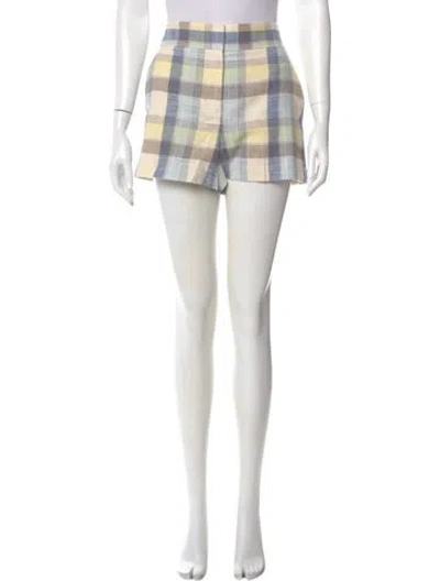 Pre-owned Veronica Beard Plaid Print Mini Shorts In Blue