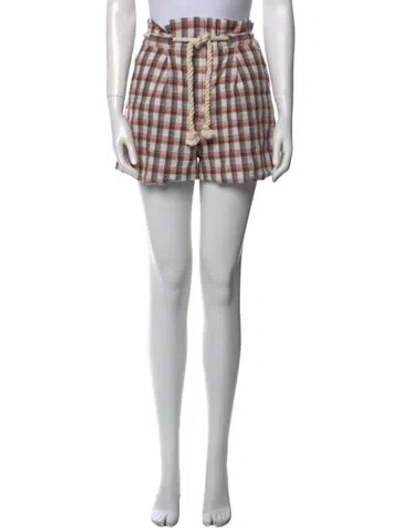 Pre-owned Veronica Beard Plaid Print Mini Shorts In Brown