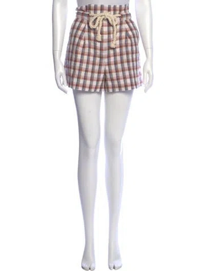 Pre-owned Veronica Beard Plaid Print Mini Shorts In Brown