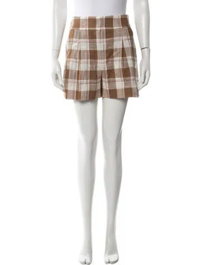 Pre-owned Veronica Beard Plaid Print Mini Shorts In Brown