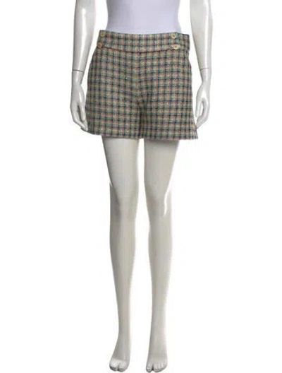 Pre-owned Veronica Beard Plaid Print Mini Shorts In Green