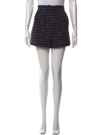 Pre-owned Veronica Beard Plaid Print Mini Shorts In Green