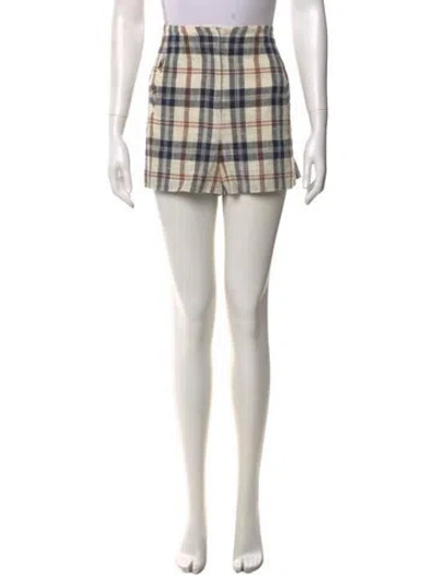 Pre-owned Veronica Beard Plaid Print Mini Shorts In Neutral