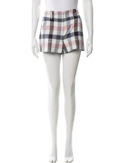 Pre-owned Veronica Beard Plaid Print Mini Shorts In Neutral