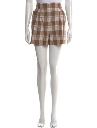 Pre-owned Veronica Beard Plaid Print Mini Shorts In Neutral