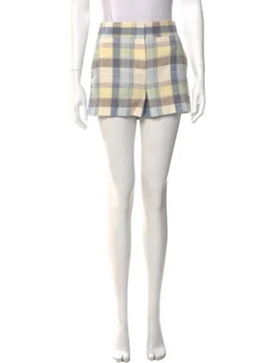 Pre-owned Veronica Beard Plaid Print Mini Shorts In Neutral