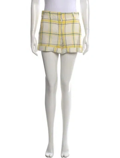 Pre-owned Veronica Beard Plaid Print Mini Shorts In Neutral
