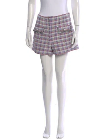 Pre-owned Veronica Beard Plaid Print Mini Shorts In Neutral