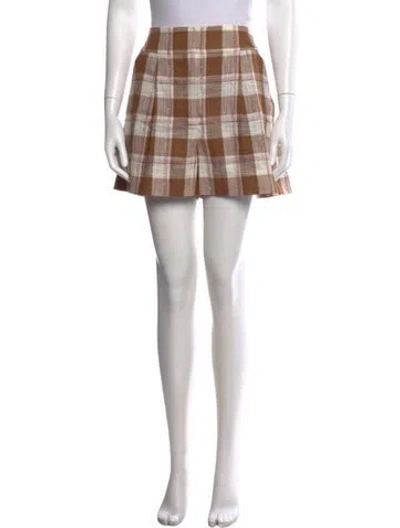 Pre-owned Veronica Beard Plaid Print Mini Shorts In Neutral