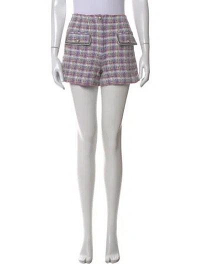 Pre-owned Veronica Beard Plaid Print Mini Shorts In Purple