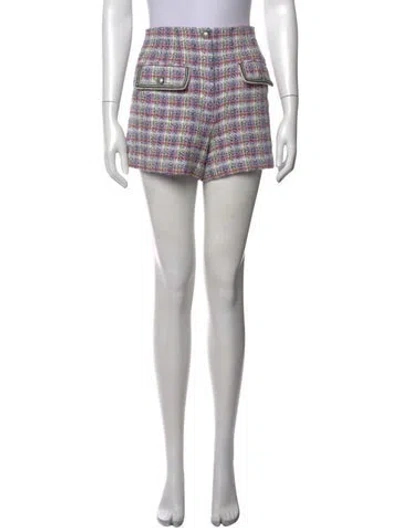 Pre-owned Veronica Beard Plaid Print Mini Shorts In Purple