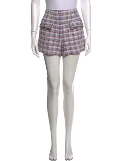 Pre-owned Veronica Beard Plaid Print Mini Shorts W/ Tags In Purple