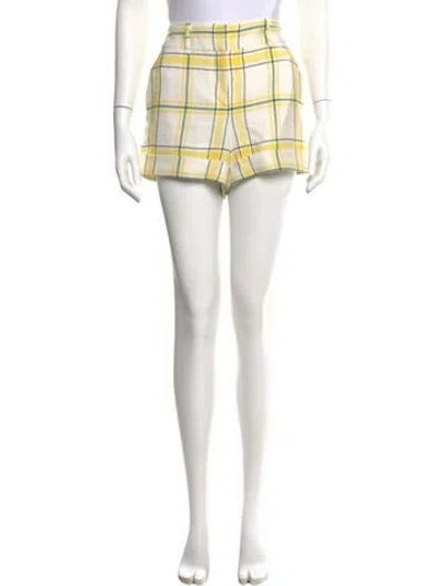 Pre-owned Veronica Beard Plaid Print Mini Shorts In White