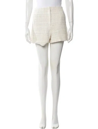 Pre-owned Veronica Beard Plaid Print Mini Shorts In White
