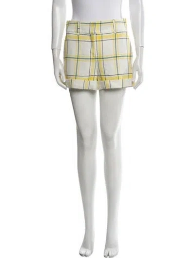 Pre-owned Veronica Beard Plaid Print Mini Shorts In Yellow