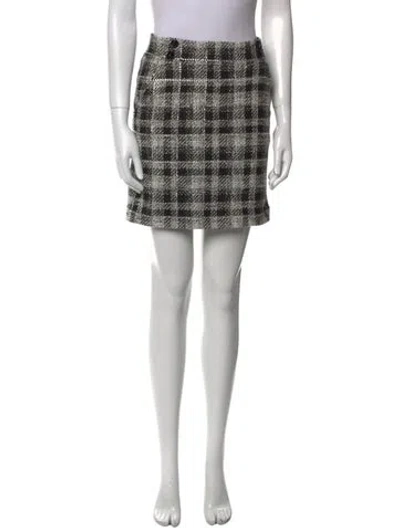 Pre-owned Veronica Beard Plaid Print Mini Skirt In Black