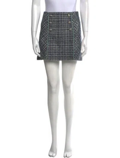 Pre-owned Veronica Beard Plaid Print Mini Skirt In Blue