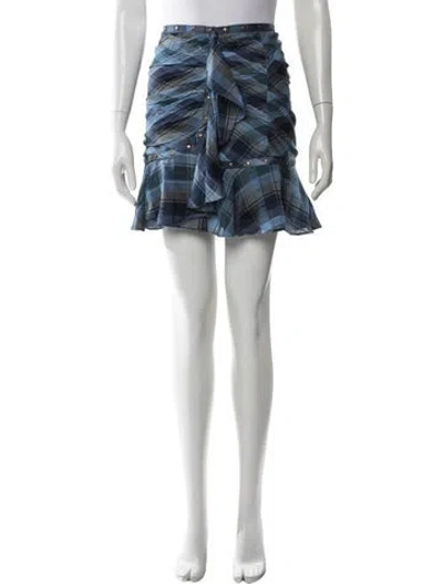 Pre-owned Veronica Beard Plaid Print Mini Skirt In Blue