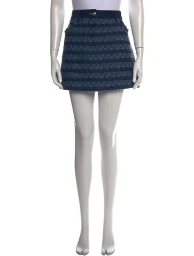 Pre-owned Veronica Beard Plaid Print Mini Skirt In Blue
