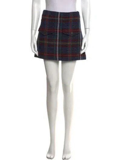 Pre-owned Veronica Beard Plaid Print Mini Skirt In Blue