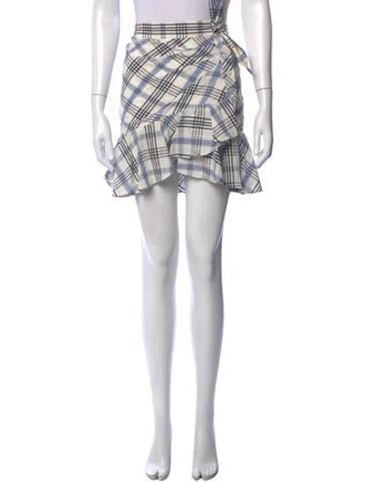 Pre-owned Veronica Beard Plaid Print Mini Skirt In Blue/neutrals