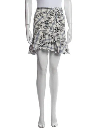 Pre-owned Veronica Beard Plaid Print Mini Skirt In Blue/white