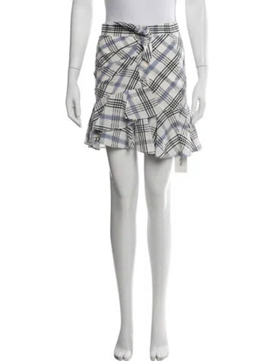 Pre-owned Veronica Beard Plaid Print Mini Skirt In Blue/white