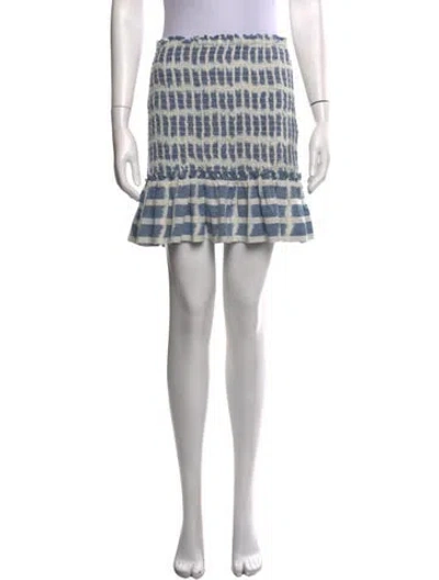 Pre-owned Veronica Beard Plaid Print Mini Skirt In Blue/white