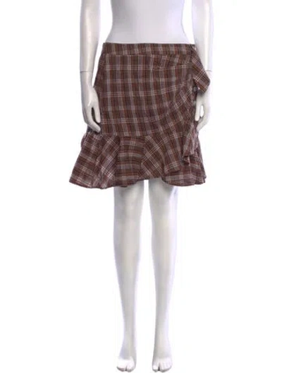 Pre-owned Veronica Beard Plaid Print Mini Skirt In Brown