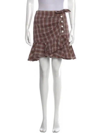 Pre-owned Veronica Beard Plaid Print Mini Skirt In Brown