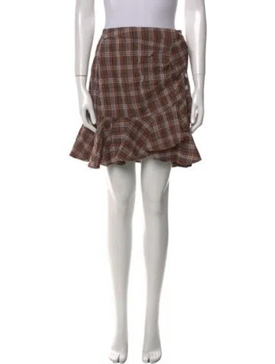 Pre-owned Veronica Beard Plaid Print Mini Skirt In Brown