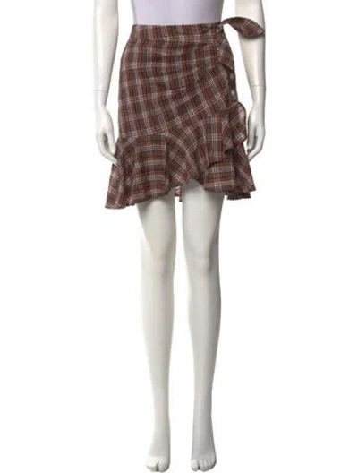 Pre-owned Veronica Beard Plaid Print Mini Skirt In Brown