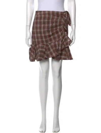 Pre-owned Veronica Beard Plaid Print Mini Skirt In Brown