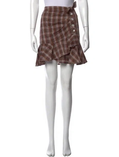 Pre-owned Veronica Beard Plaid Print Mini Skirt In Brown