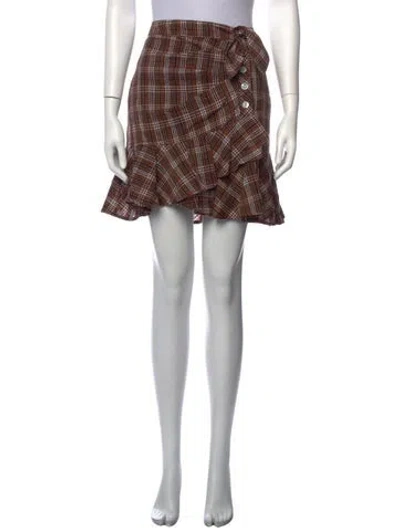 Pre-owned Veronica Beard Plaid Print Mini Skirt In Brown