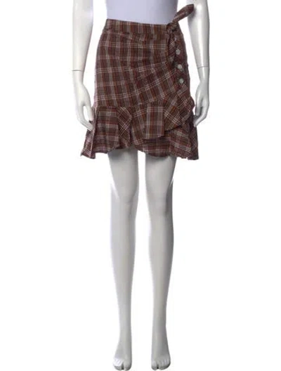 Pre-owned Veronica Beard Plaid Print Mini Skirt In Burgundy/neutrals