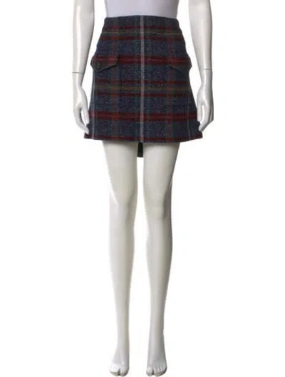 Pre-owned Veronica Beard Plaid Print Mini Skirt In Multi