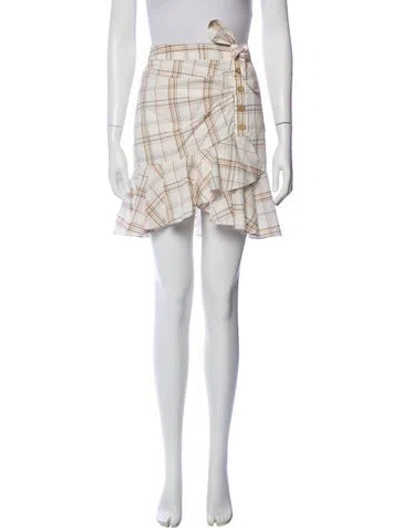 Pre-owned Veronica Beard Plaid Print Mini Skirt In Neutral