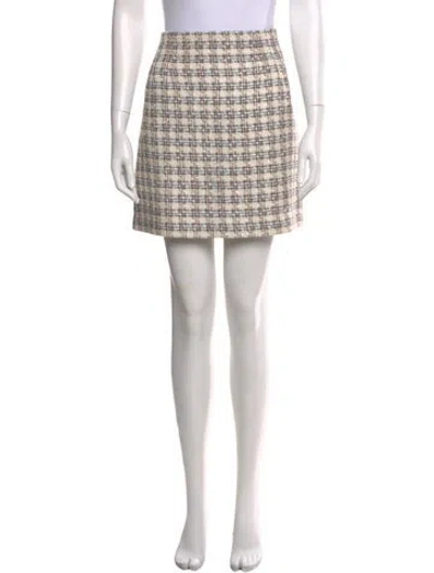 Pre-owned Veronica Beard Plaid Print Mini Skirt In Neutral